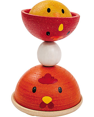 PlanToys Gioco da Impilare in Legno, Pulcino/Pollo, 4 pezzi - Ecologico e divertente! Construzioni In Legno