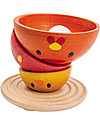 PlanToys Gioco da Impilare in Legno, Pulcino/Pollo, 4 pezzi - Ecologico e divertente! Incastri in Legno