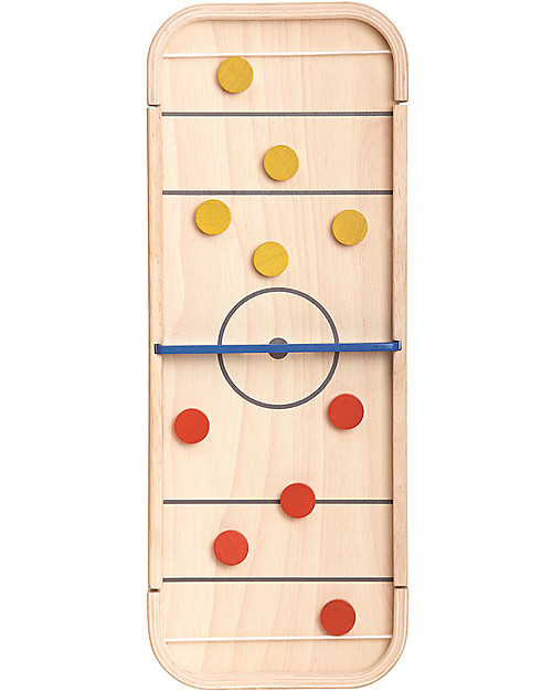 PlanToys Gioco da Tavolo in Legno 2-1, Shuffleboard e Disc Flicking - Ecologico e divertente Giochi da Tavolo