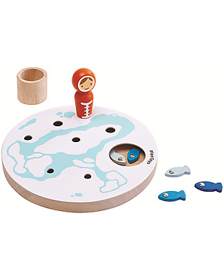 PlanToys Gioco della Pesca sul Ghiaccio in Legno - Stimola la Concentrazione Giochi Di Una Volta