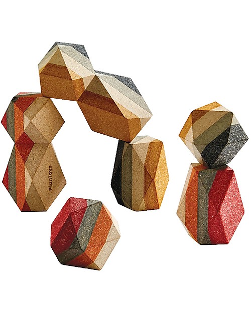 PlanToys Gioco di Equilibrio in Legno Rocce Colorate Incastri in Legno