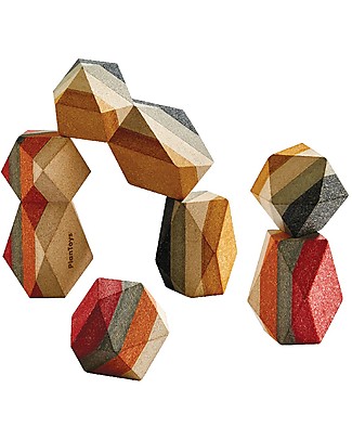 PlanToys Gioco di Equilibrio in Legno Rocce Colorate Incastri In Legno