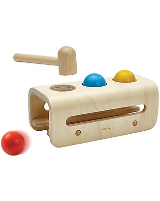 PlanToys Gioco di Incastri in Legno Martello Colpisci Palline - Divertente ed ecologico! Giochi Per Neonati