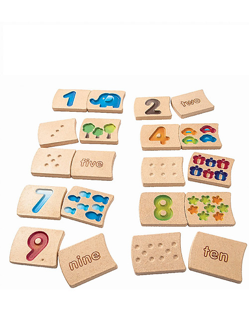 PlanToys Gioco Educativo in Legno Numeri 1-20 - Con 20 tessere per imparare a contare! Giochi STEM
