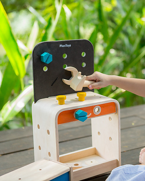 PlanToys Gioco in Legno Banco degli Attrezzi Portatile Con ben