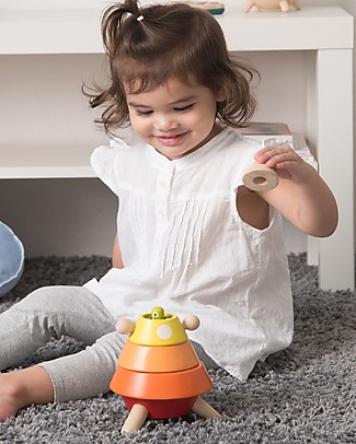 PlanToys Gioco in Legno da Impilare Razzo - Divertente ed ecologico! Incastri In Legno