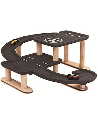 PlanToys Gioco in Legno Race and Play Parking Garage - Diverte e sviluppa la fantasia Macchine e Trenini in Legno