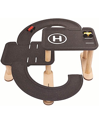 PlanToys Gioco in Legno Race and Play Parking Garage - Diverte e sviluppa la fantasia Macchine e Trenini in Legno