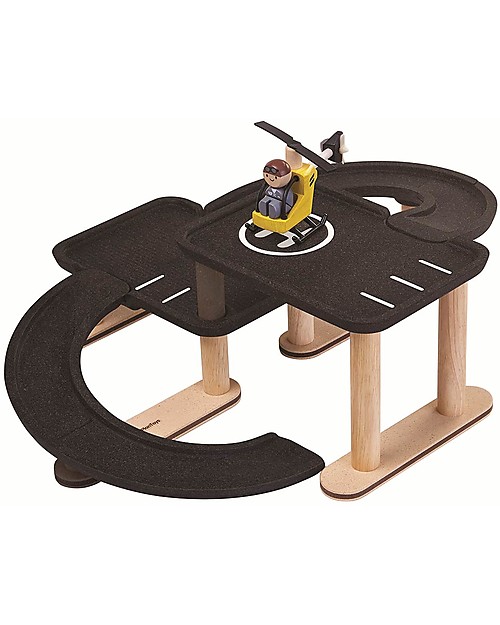 PlanToys Gioco in Legno Race and Play Parking Garage - Diverte e sviluppa la fantasia Macchine e Trenini  in Legno