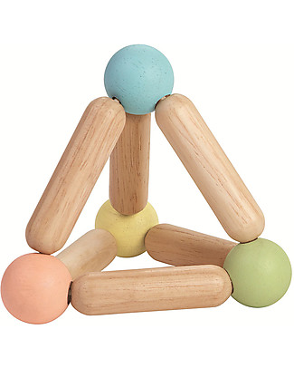 PlanToys Gioco in Legno Triangolo Sonaglio, Colori Pastello - Ecologico e divertente! Sonagli di Legno