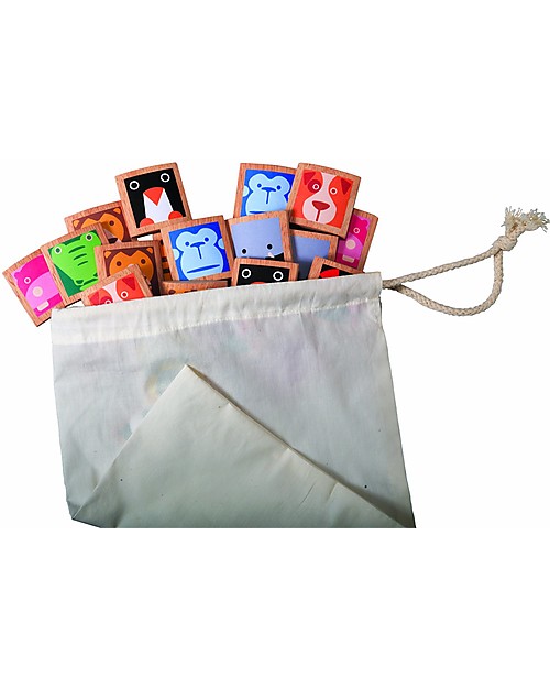 PlanToys Gioco Memory Animali in Legno, 24 Tessere - Allena la Memoria! Memory