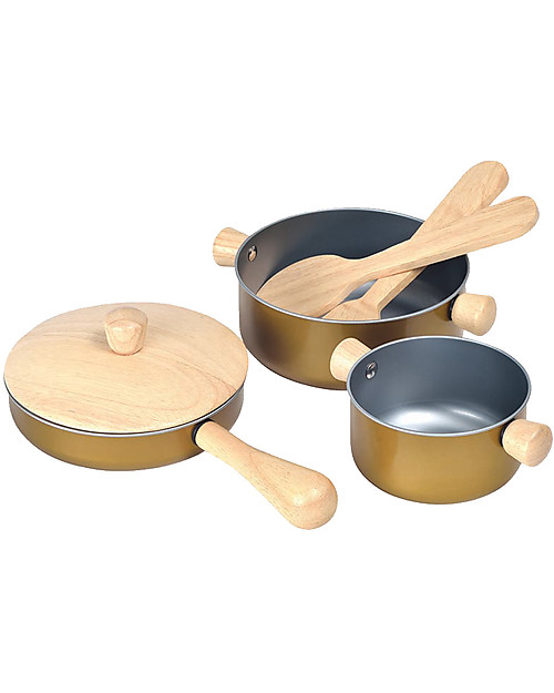 PlanToys Gioco Utensili in Legno da Cucina - per Piccoli Chef Cucine Giocattolo