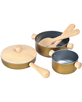 PlanToys Gioco Utensili in Legno da Cucina - per Piccoli Chef Giochi Per Inventare Storie