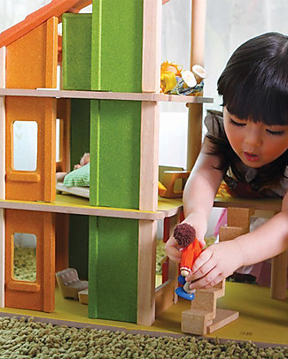 PlanToys Grande Casa delle Bambole, Chalet con Arredi - 36 x 78 x 60 cm Case delle Bambole