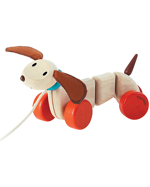 PlanToys Happy Puppy, Cucciolo da Tirare in Legno - Incoraggia il Movimento Trainabili