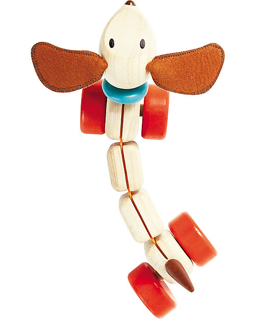 PlanToys Happy Puppy, Cucciolo da Tirare in Legno - Incoraggia il Movimento Trainabili
