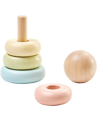PlanToys Il mio Primo Gioco ad Anelli da Impilare in Legno, 5 pezzi - Ecologico e divertente! Construzioni In Legno