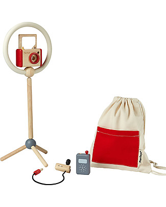 PlanToys Kit da Vlogger (Video Blogger) in Legno - Incoraggia il Talento Artistico Giochi Per Inventare Storie