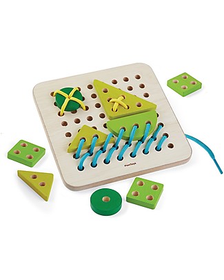 PlanToys Lavagnetta in Legno Creativa con Lacci e Formine - Migliora le capacità motorie e la coordinazione Giochi Creativi