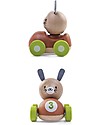 PlanToys Macchina da Corsa in Legno, Coniglietto, 11 cm - Eco-friendly e divertente! Trainabili