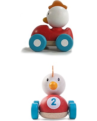 PlanToys Macchina da Corsa in Legno, Galletto, 11 cm - Eco-friendly e divertente! Macchine e Trenini in Legno