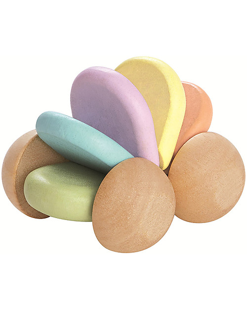 PlanToys Macchinina in Legno Color Pastello e Sonaglio - Eco-friendly e Divertente! Sonagli di Legno