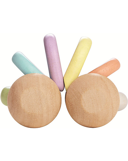 PlanToys Macchinina in Legno Color Pastello e Sonaglio - Eco-friendly e Divertente! Sonagli di Legno