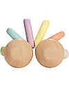 PlanToys Macchinina in Legno Color Pastello e Sonaglio - Eco-friendly e Divertente! Sonagli di Legno