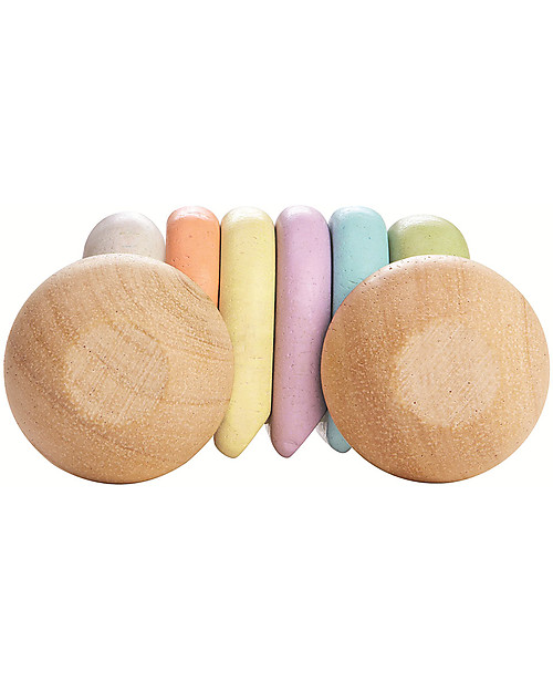 PlanToys Macchinina in Legno Color Pastello e Sonaglio - Eco-friendly e Divertente! Sonagli di Legno