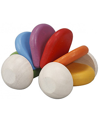PlanToys Macchinina in Legno Colori Vividi e Sonaglio - Eco-friendly e Divertente! Sonagli di Legno