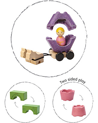 PlanToys Mattoncini Castello Fiaba in Legno - Comprende 35 pezzi, principe e principessa inclusi! Figurine e Set da Gioco