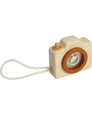 PlanToys Mini Macchina Fotografica in Legno con Lente Caleidoscopio - Incanta e Diverte! Giochi Per Inventare Storie