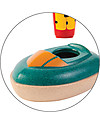 PlanToys Motoscafo Galleggiante in Legno, 8,5 x 12 x 5,5 cm - Ecologica e divertente! Giochi Bagno