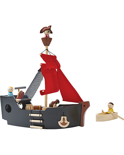 PlanToys Nave dei Pirati - Stimola l'Immaginazione - Gioco in Legno 100% Sostenibile Costruzioni in Legno