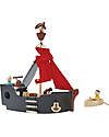 PlanToys Nave dei Pirati - Stimola l'Immaginazione - Gioco in Legno 100% Sostenibile Costruzioni in Legno
