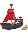 PlanToys Nave dei Pirati - Stimola l'Immaginazione - Gioco in Legno 100% Sostenibile Costruzioni in Legno