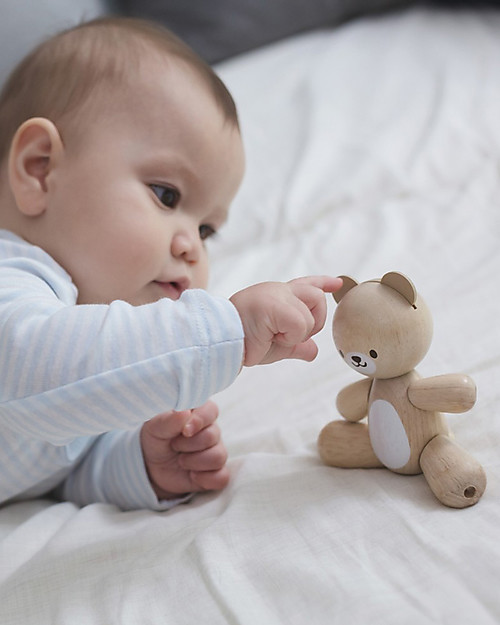 PlanToys Orsetto Snodato in Legno - Ecologico e Dolcissimo! Animali in Legno