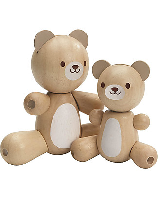 PlanToys Orsetto Snodato in Legno - Piccolo e Grande - Ecologico e Dolcissimo! Giochi Per Neonati