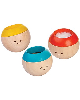 PlanToys Palline Sensoriali in Legno - Sviluppo Visivo, Uditivo e Tattile Construzioni In Legno