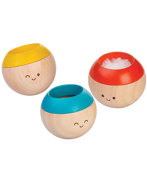 PlanToys Palline Sensoriali in Legno - Sviluppo Visivo, Uditivo e Tattile Giochi per Neonati_