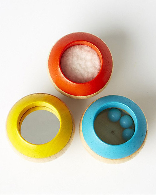 PlanToys Palline Sensoriali in Legno - Sviluppo Visivo, Uditivo e Tattile Giochi per Neonati_