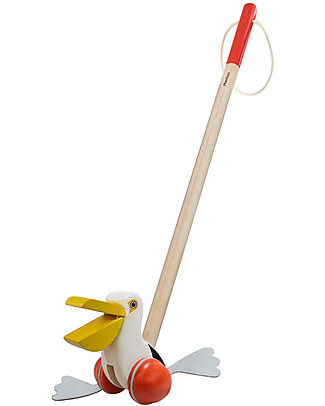 PlanToys Pellicano da Spingere in Legno - Incoraggia il Movimento Trainabili