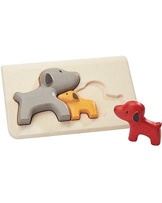 PlanToys Puzzle Baby Cagnolino in Legno, 3 pezzi - Eco-friendly e divertente! Puzzle