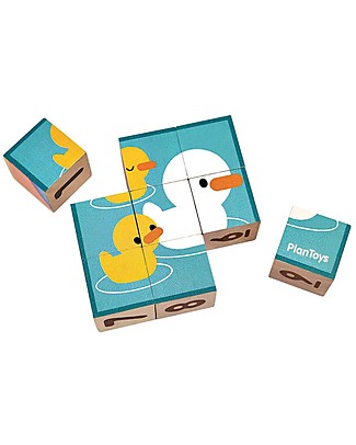 PlanToys Puzzle Baby Cubi in Legno, 4 immagini - Eco-friendly e divertente! Puzzle