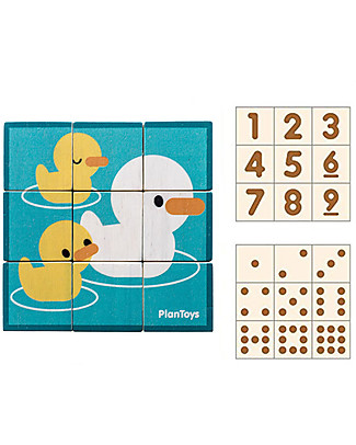 PlanToys Puzzle Baby Cubi in Legno, 4 immagini - Eco-friendly e divertente! Puzzle