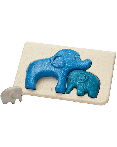 PlanToys Puzzle Baby Elefanti in Legno, 3 pezzi - Eco-friendly e divertente! Puzzle