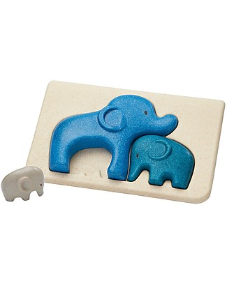 PlanToys Puzzle Baby Elefanti in Legno, 3 pezzi - Eco-friendly e divertente! Puzzle