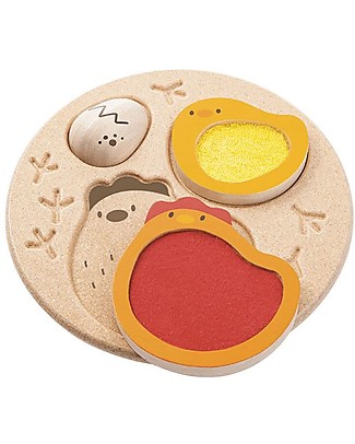 PlanToys Puzzle Baby Gallina e Pulcino in Legno, 3 pezzi - Eco-friendly e divertente! Incastri in Legno