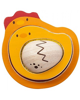 PlanToys Puzzle Baby Gallina e Pulcino in Legno, 3 pezzi - Eco-friendly e divertente! Puzzle