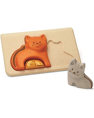 PlanToys Puzzle Baby Gattino in Legno, 3 pezzi - Eco-friendly e divertente! Puzzle